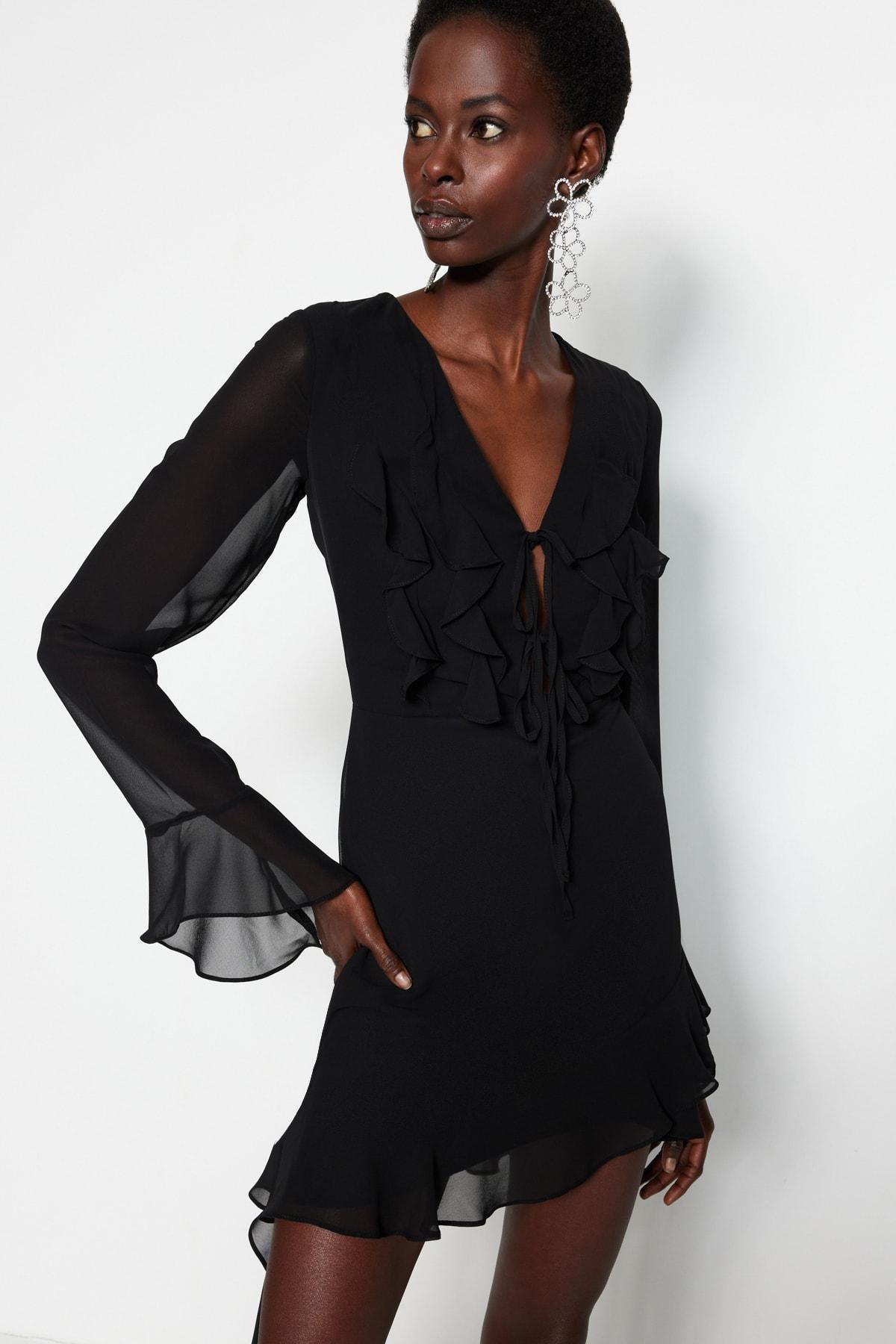 Black Ruffled Dress, , large image number 1
