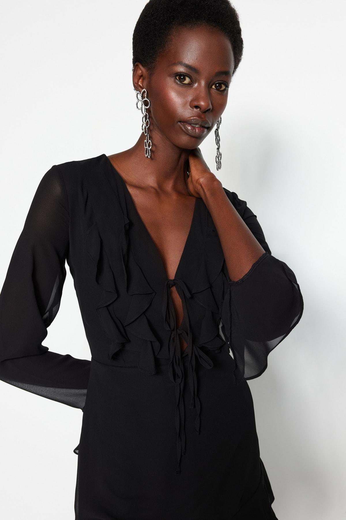 Black Ruffled Dress, , large image number 2