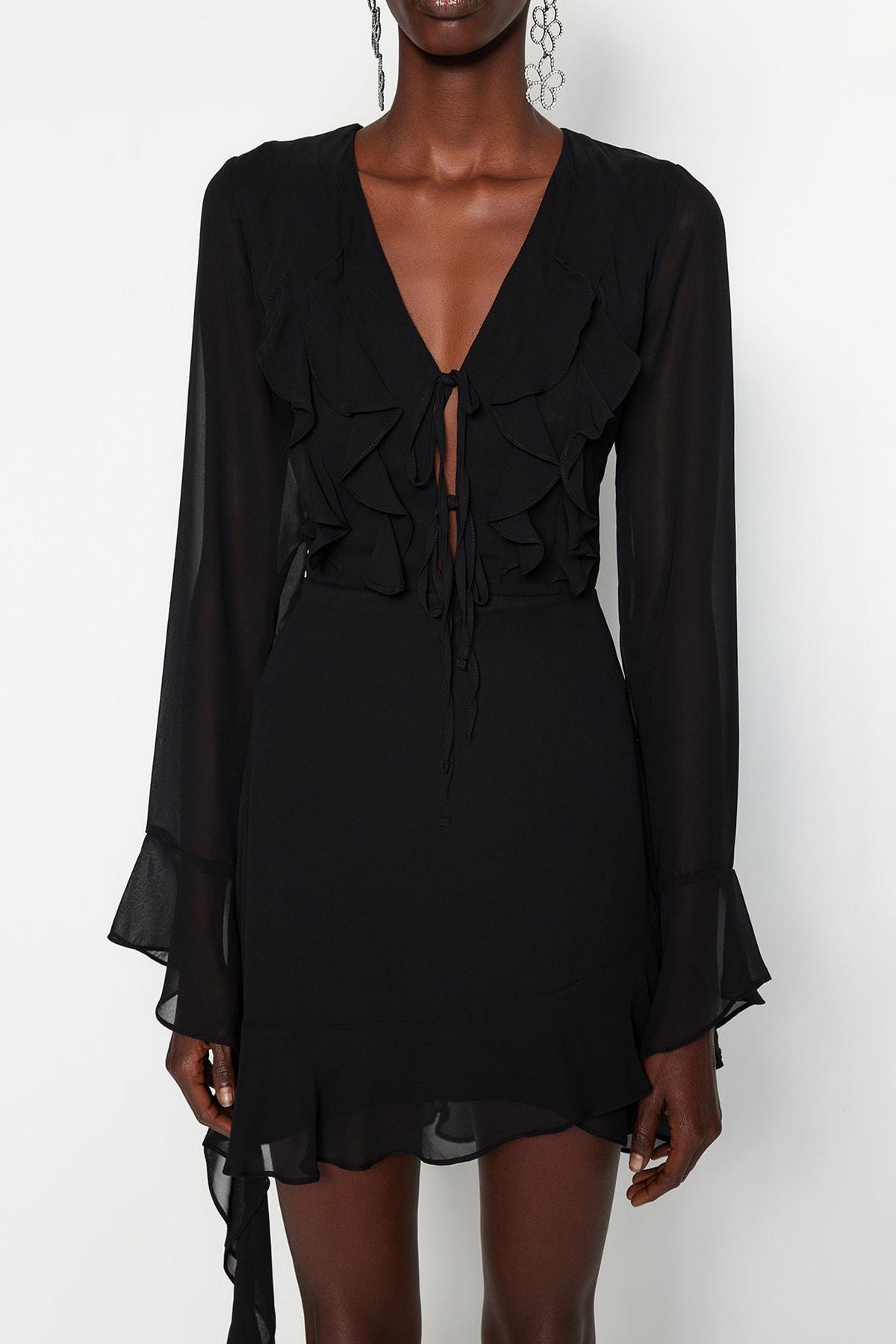 Black Ruffled Dress, , large image number 3