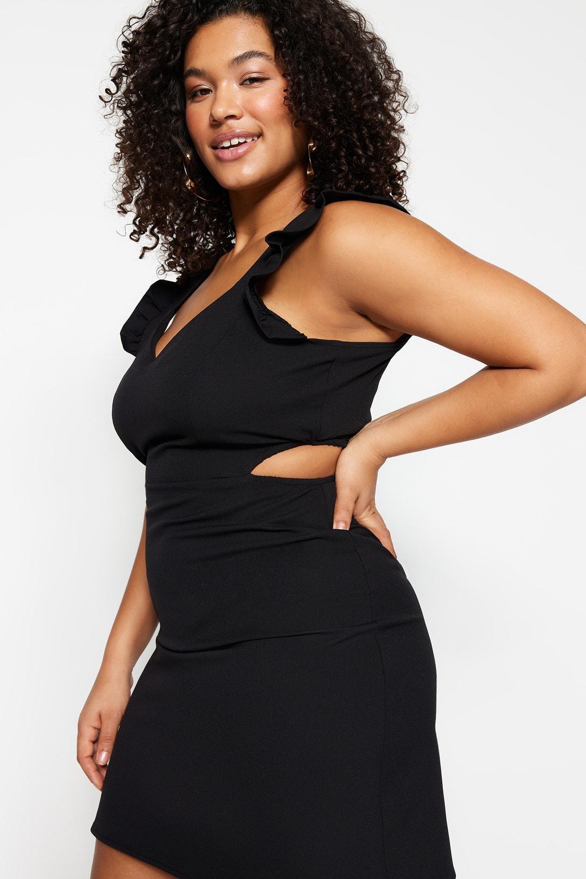 Black A-Line Plus Size Dress, , large image number 1