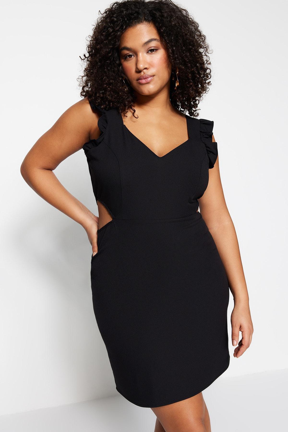 Black A-Line Plus Size Dress, , large image number 2