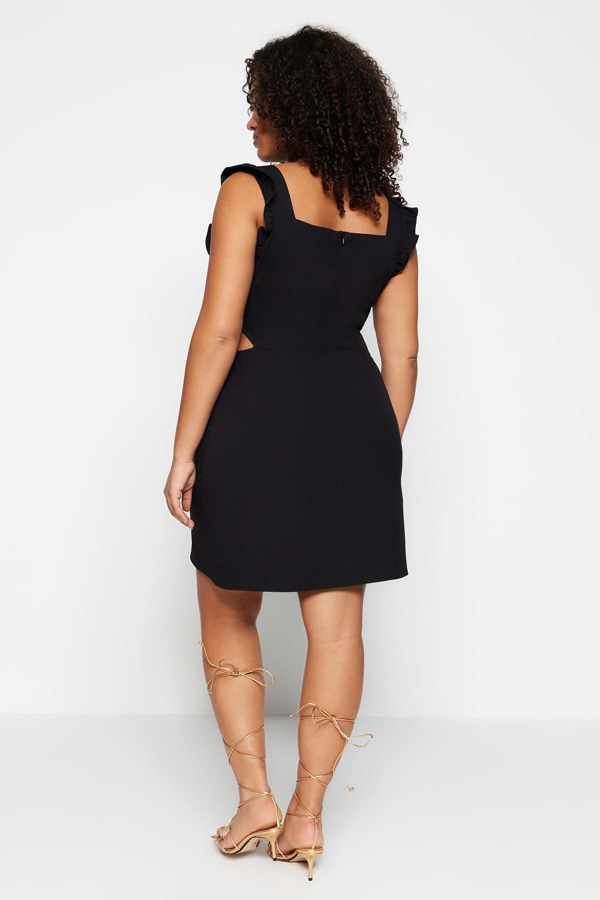 Black A-Line Plus Size Dress, , large image number 4