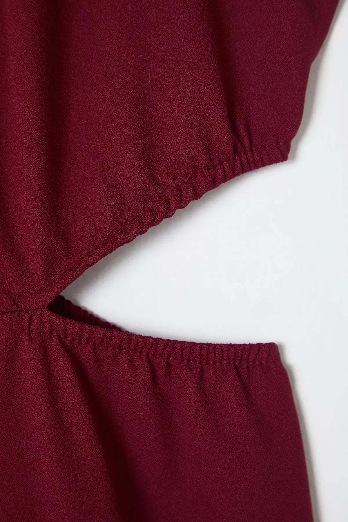 Burgundy Detailed Strappy Woven Dress, C101_7277, large image number 6