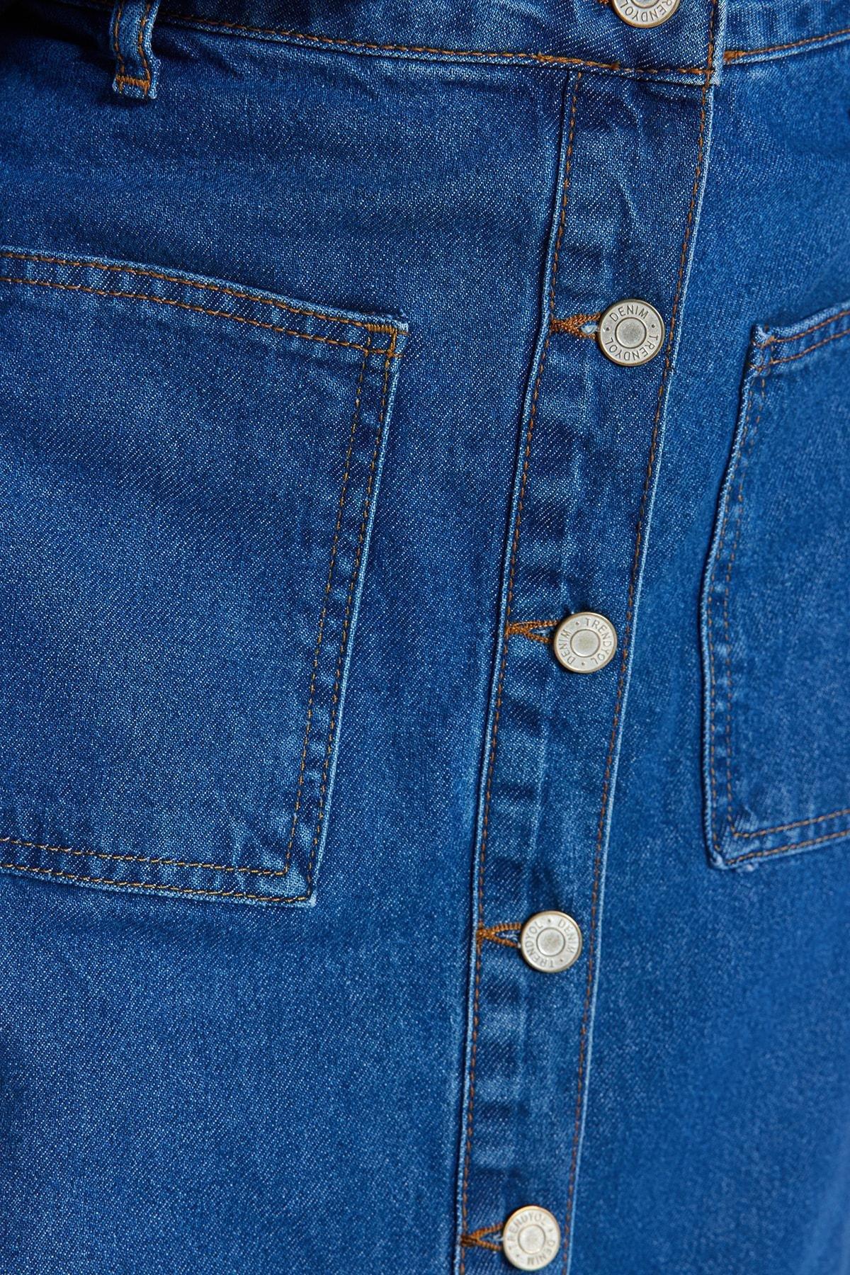 Blue Denim Maxi Skirt, , large image number 4