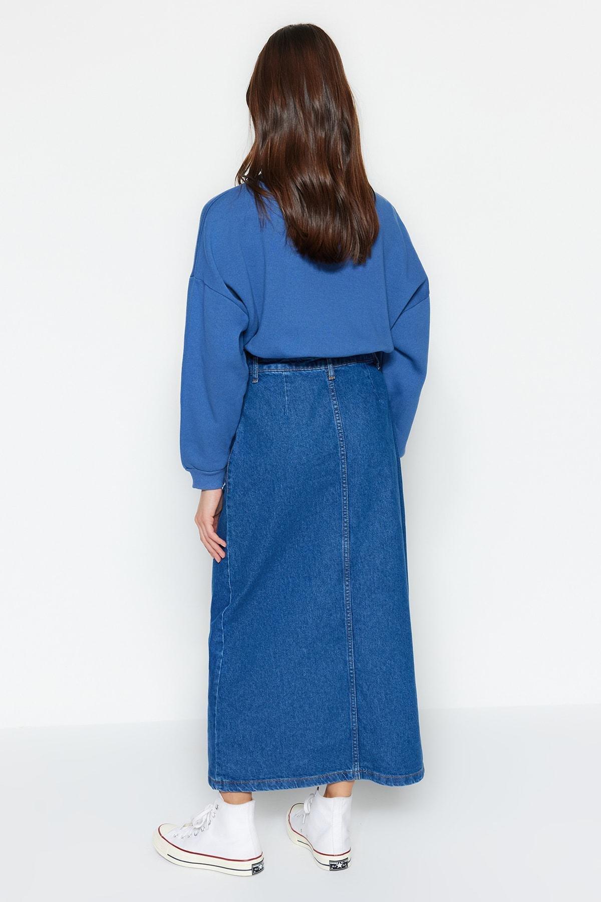 Blue Denim Maxi Skirt, , large image number 6