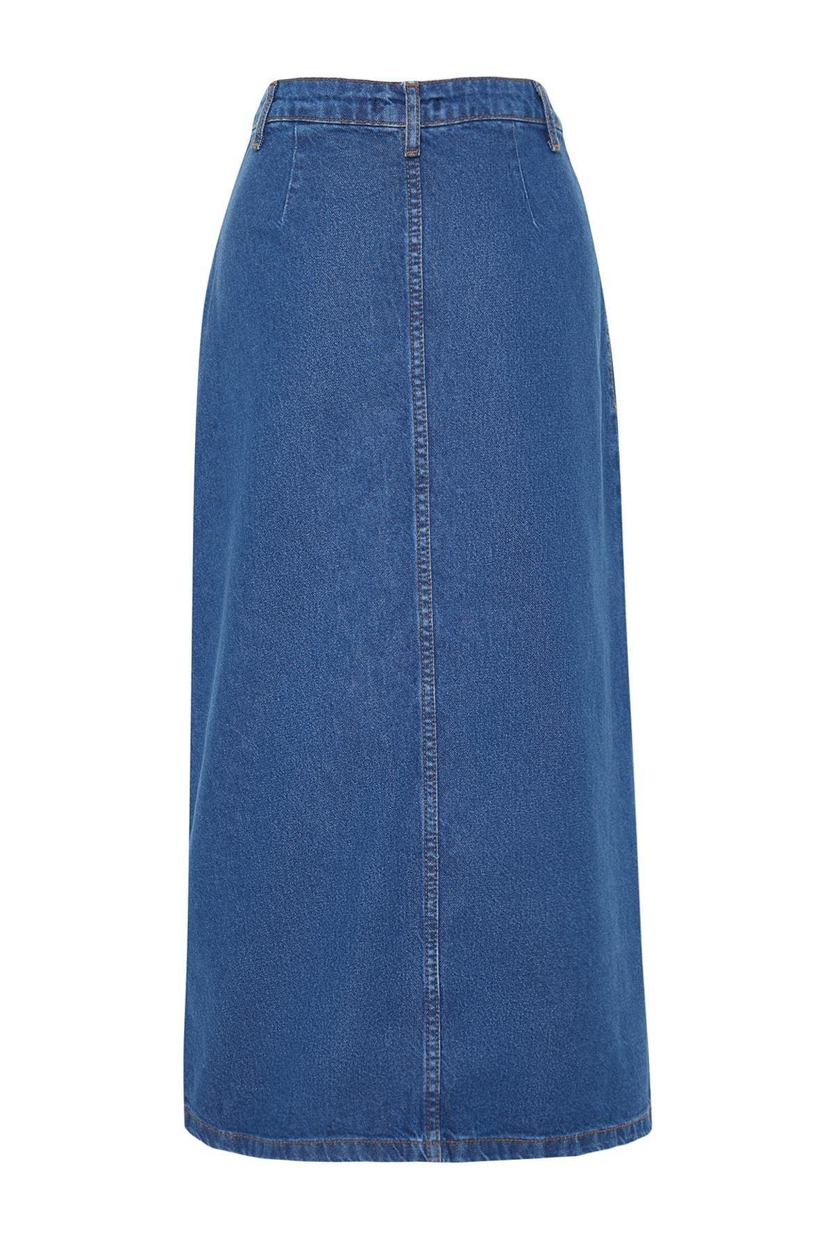 Blue Denim Maxi Skirt, , large image number 9
