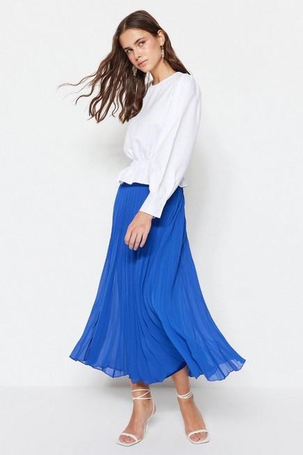 Trendyol - Navy Flared Maxi Skirt