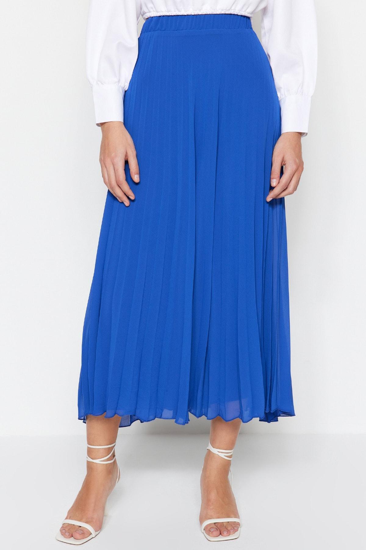 Trendyol - Navy Flared Maxi Skirt