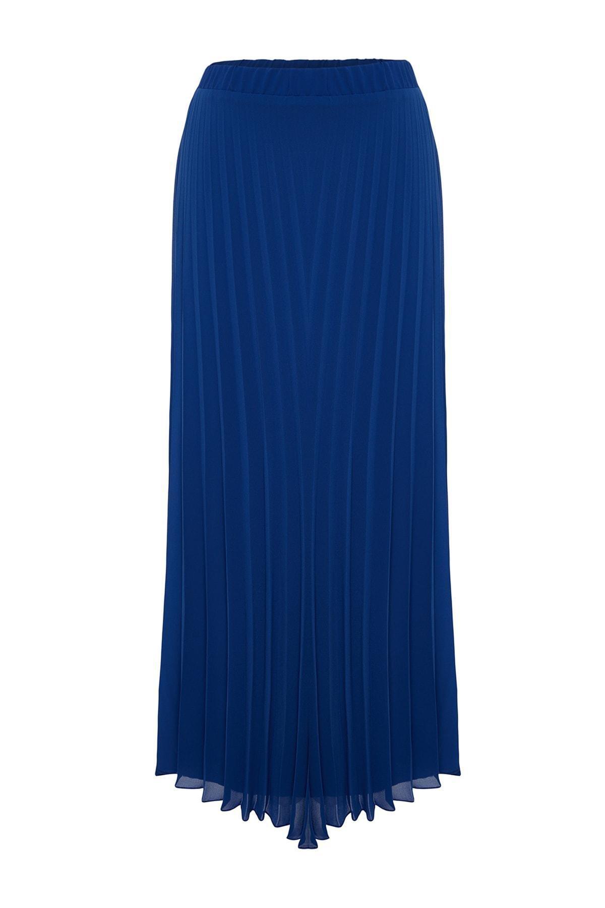 Trendyol - Navy Flared Maxi Skirt