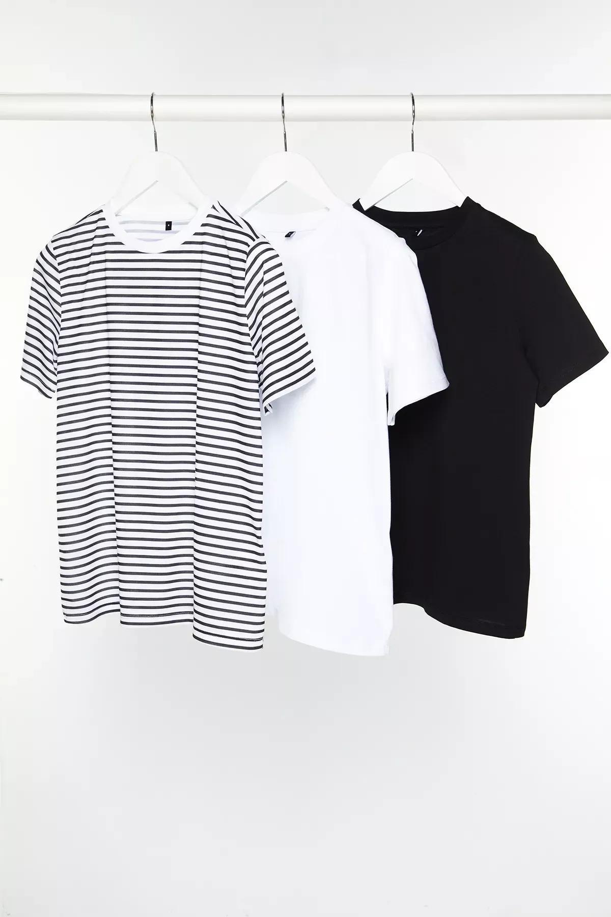 Multicolour Crew Neck T-Shirt, Set Of 3, , large image number 1