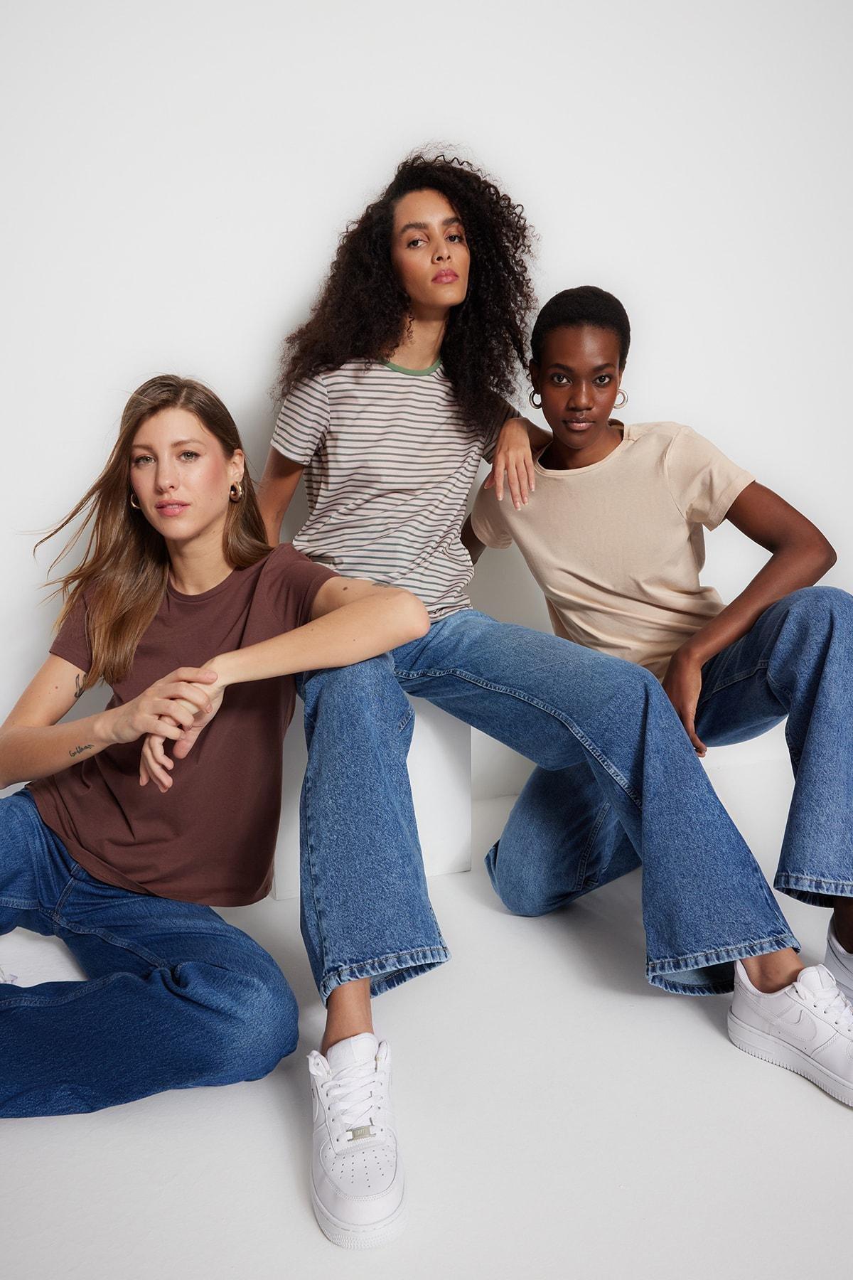 Multicolour Crew Neck T-Shirt, Set Of 3, , large image number 0