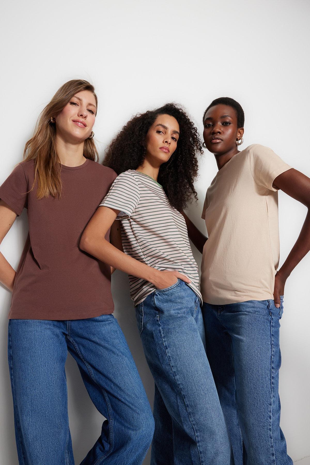 Multicolour Crew Neck T-Shirt, Set Of 3, , large image number 1