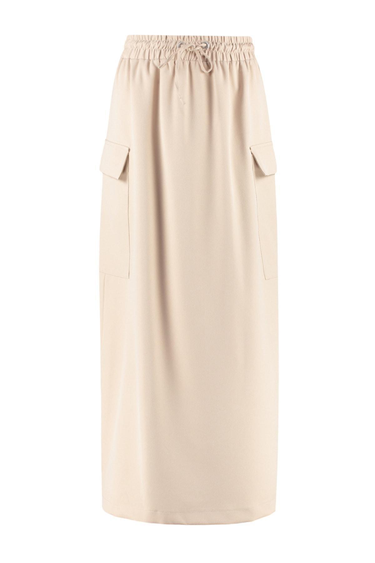 Beige High Waist Maxi Skirt, , large image number 5