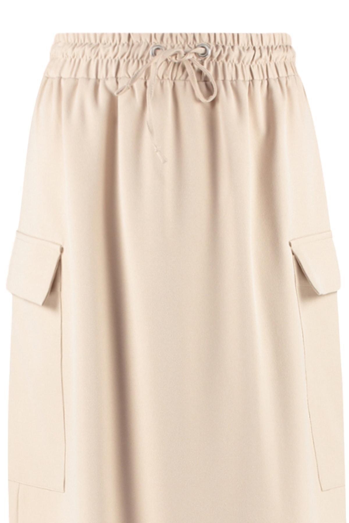 Beige High Waist Maxi Skirt, , large image number 6