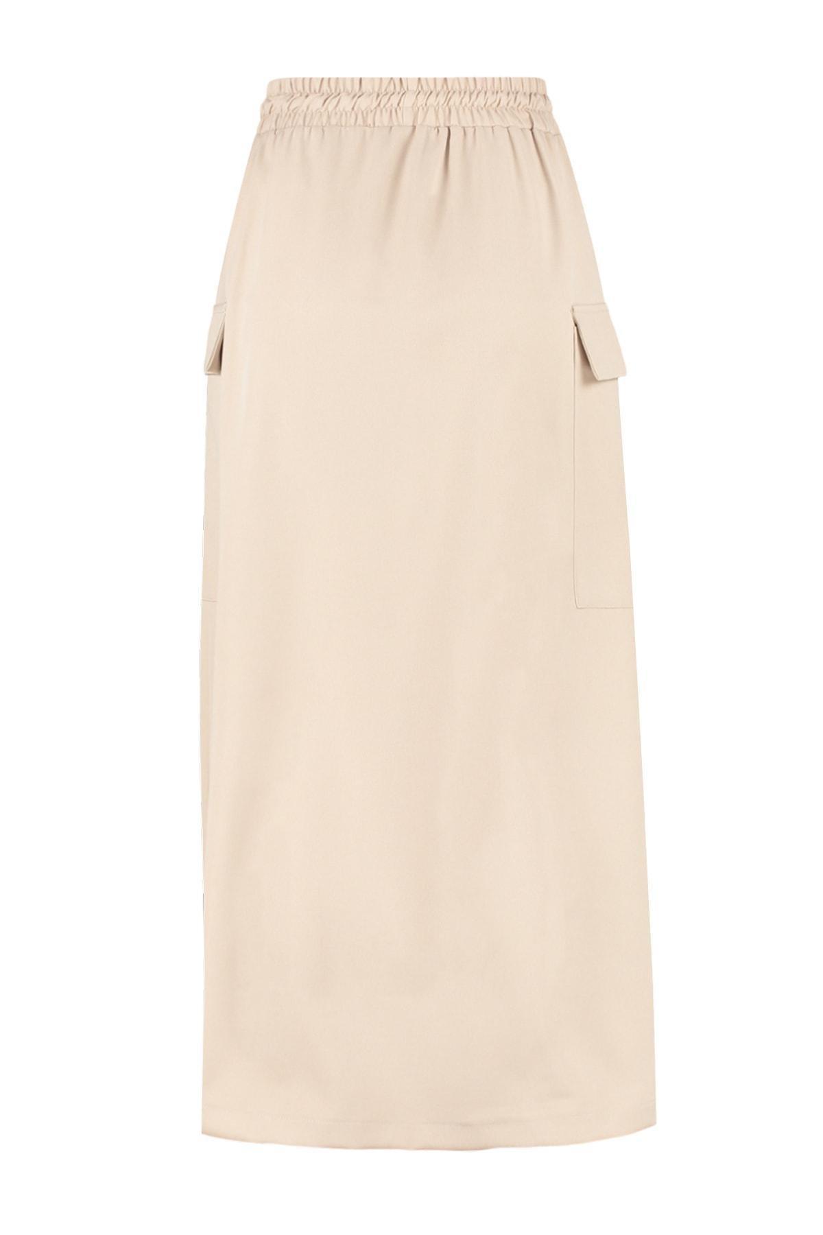 Beige High Waist Maxi Skirt, , large image number 7