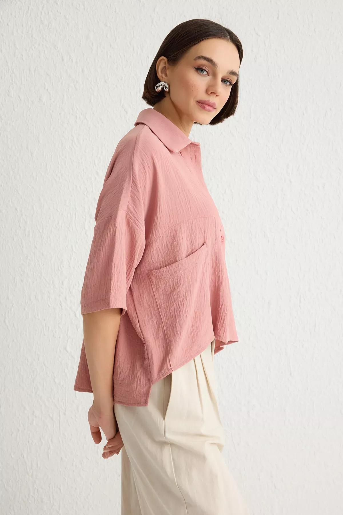 Pink Oversize Woven Shirt, LIGHT PINK, large image number 1