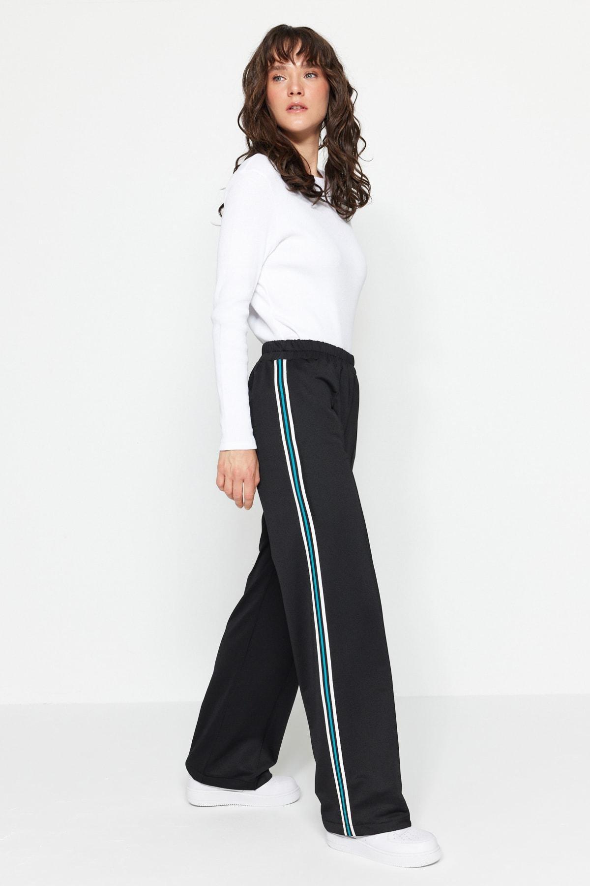 Black Side-Striped Sweatpants, , large image number 0