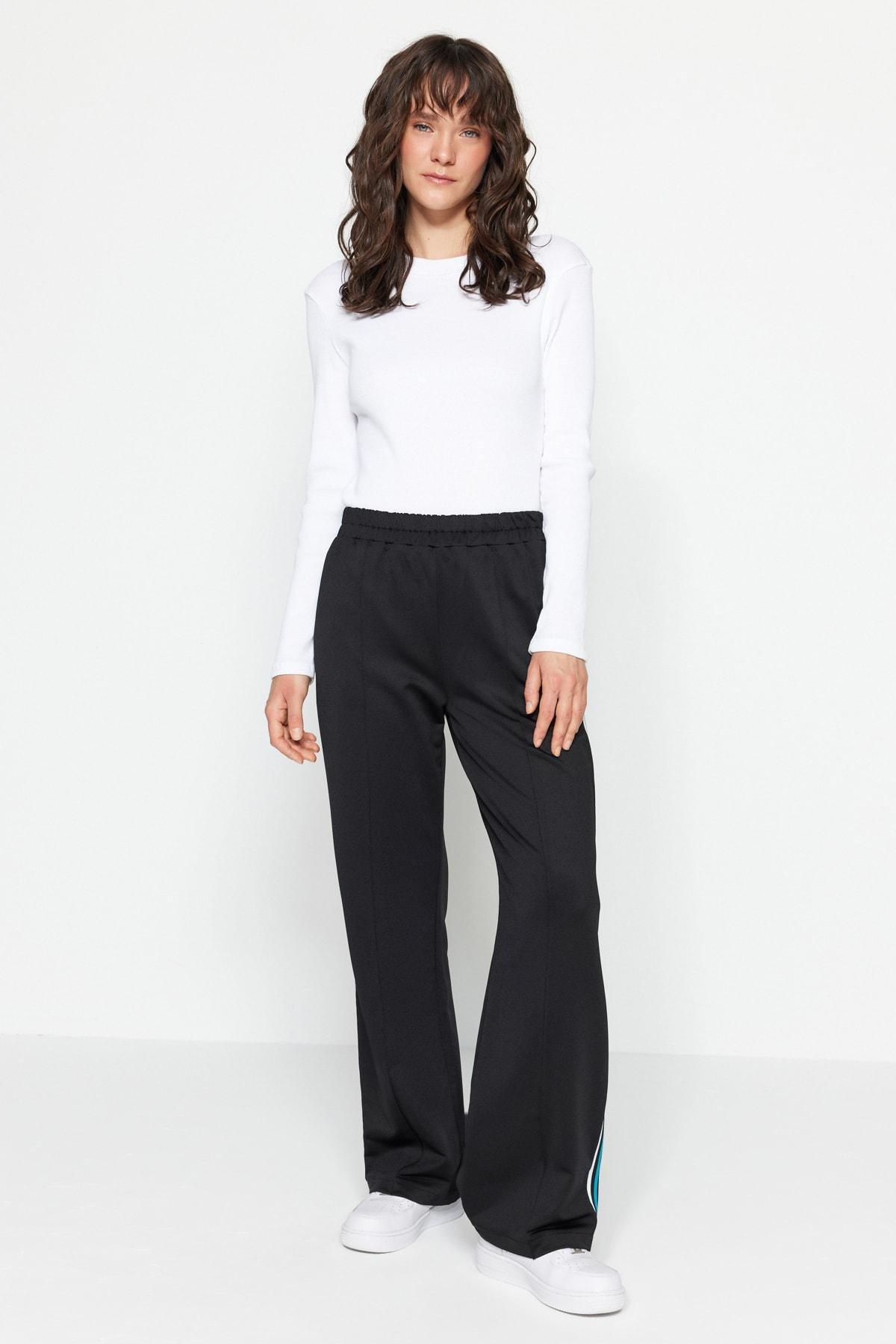 Black Side-Striped Sweatpants, , large image number 1