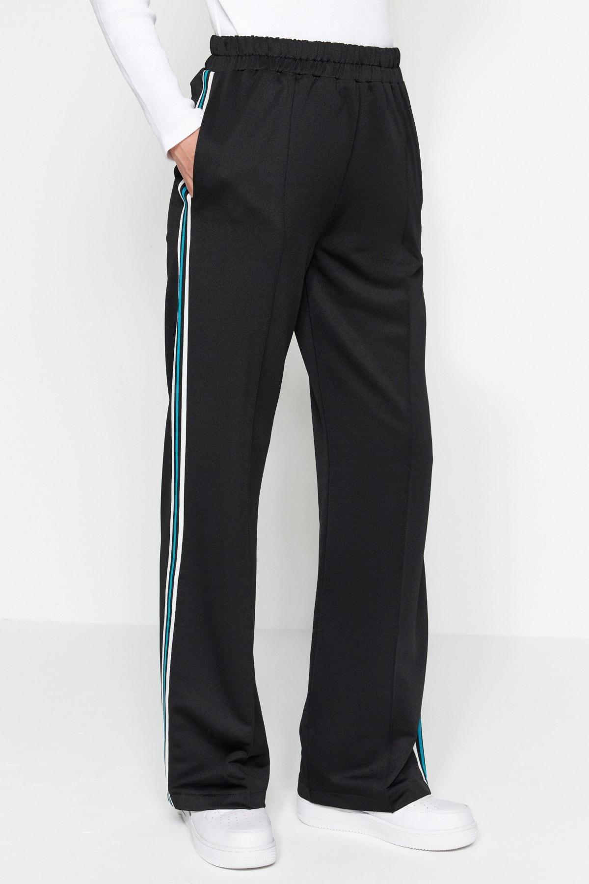 Black Side-Striped Sweatpants, , large image number 2