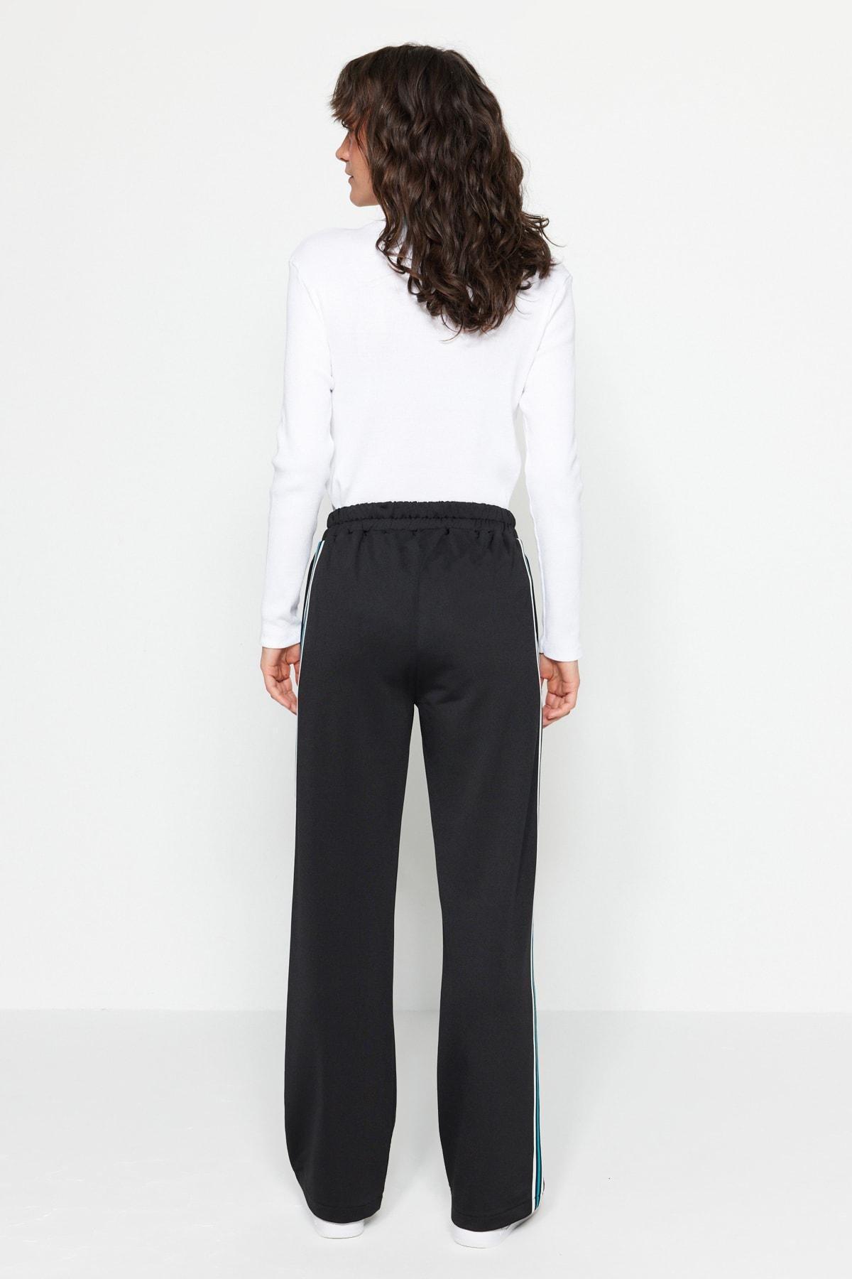 Black Side-Striped Sweatpants, , large image number 6