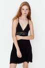 Trendyol - Black Jile V Neck Mini Nightgown