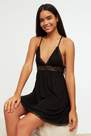 Trendyol - Black Jile V Neck Mini Nightgown