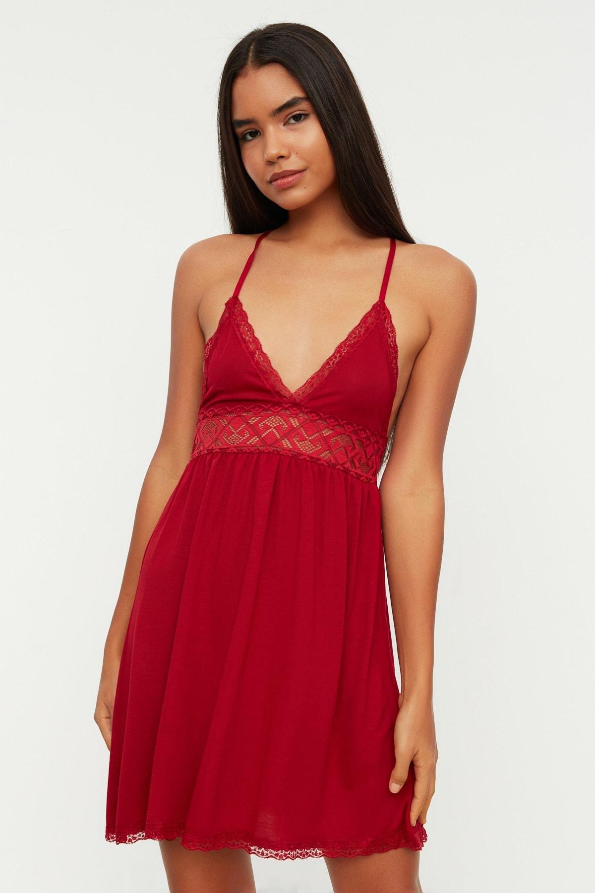 Red Jile Mini Nightgown, , large image number 8