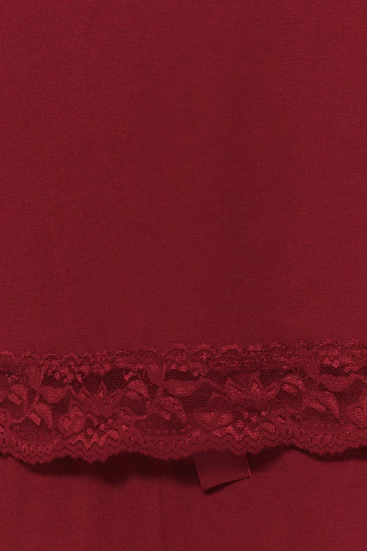 Burgundy Ribbon Strap Pajama Set, , large image number 4