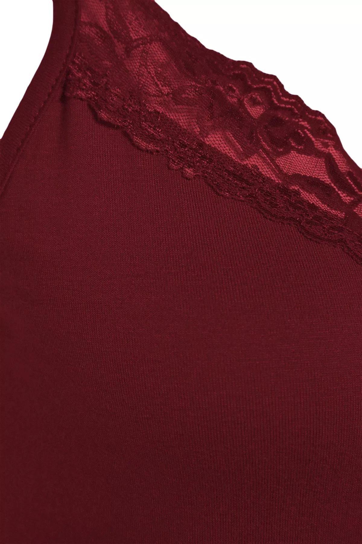 Burgundy Ribbon Strap Pajama Set, , large image number 6