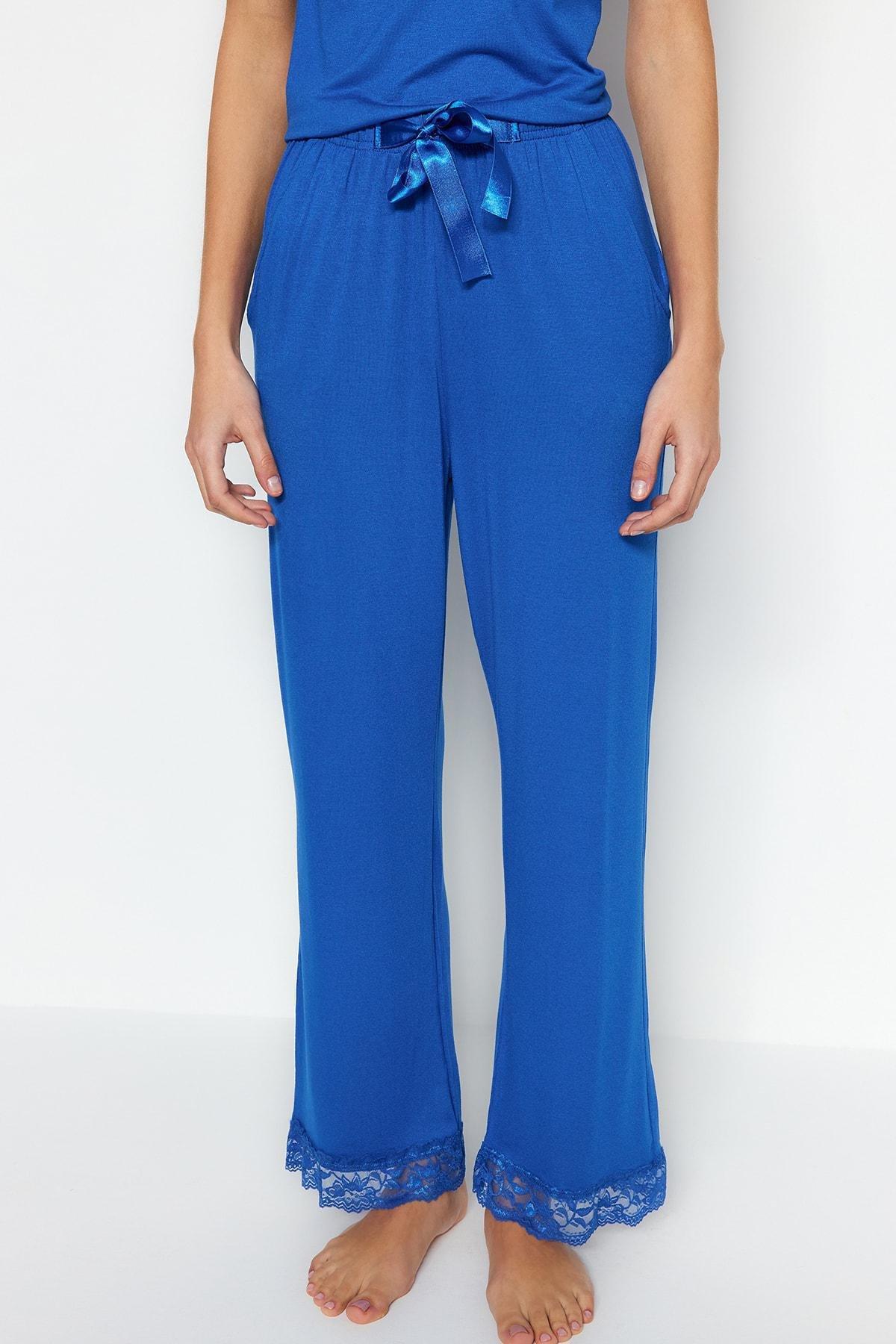 Blue Scoop Neck Pajama Set, , large image number 3