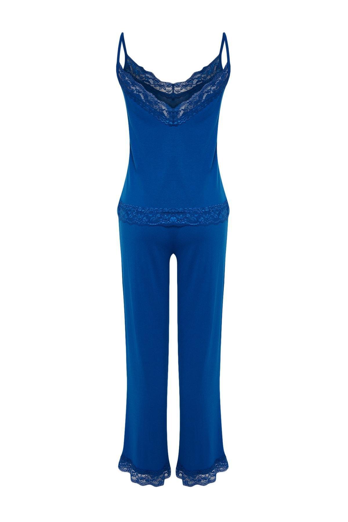 Blue Scoop Neck Pajama Set, , large image number 7