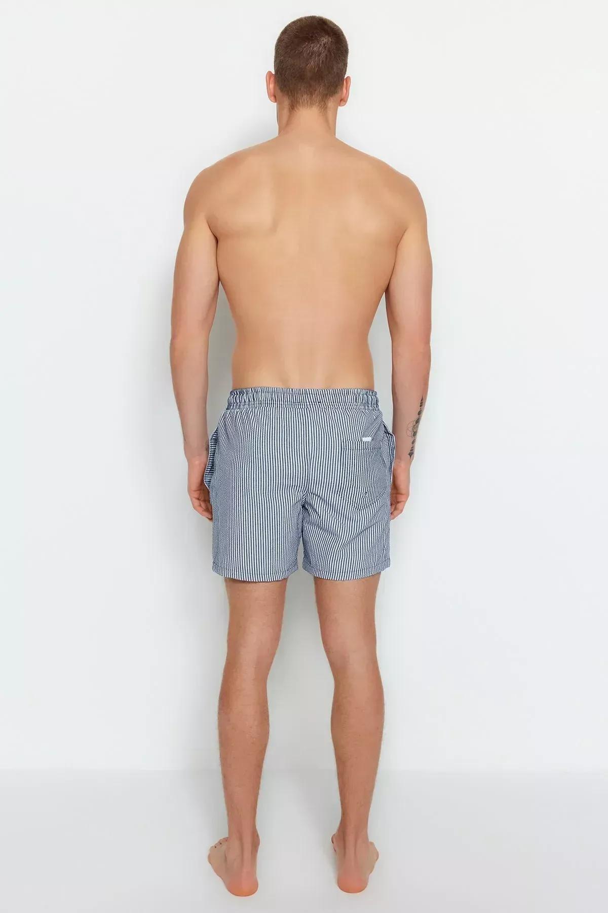 شورت سباحة مخطط، كحلي, Navy blue, large image number 6