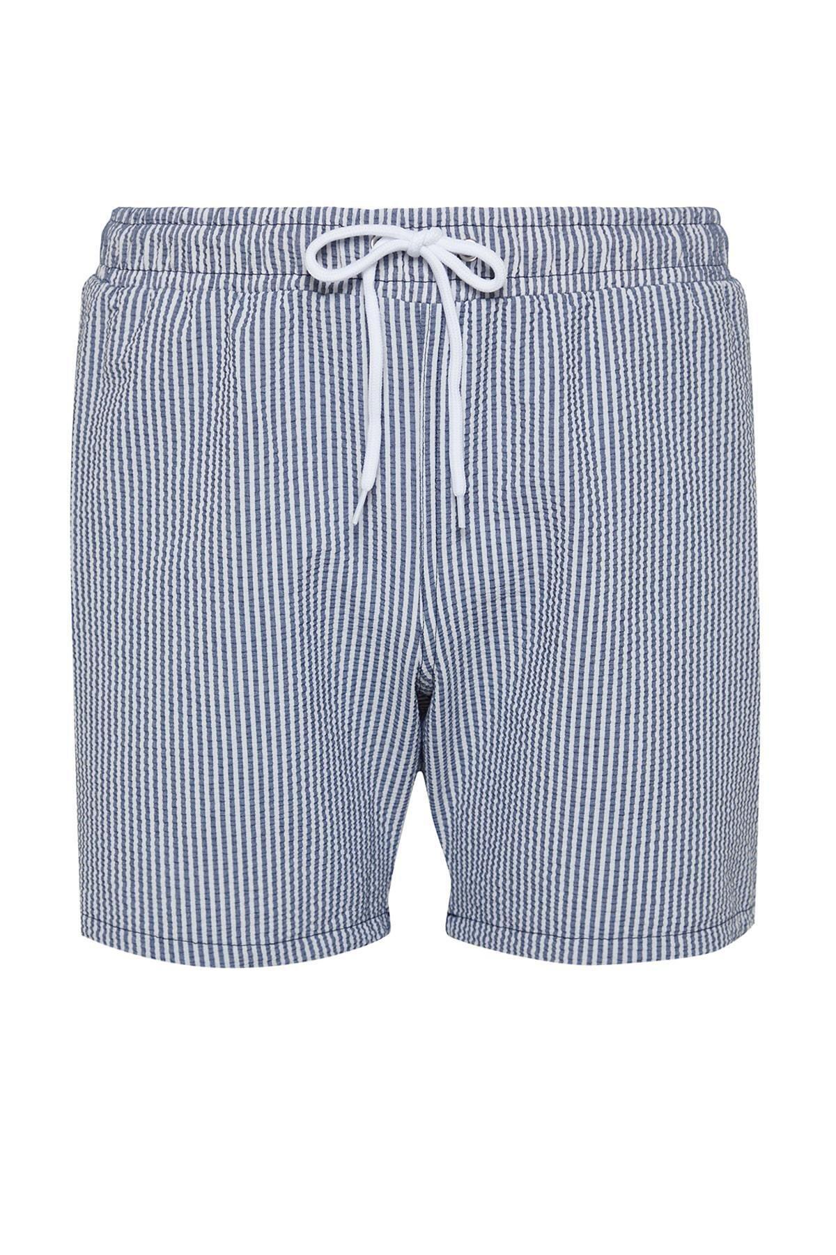 Trendyol - Navy Striped Swim Shorts