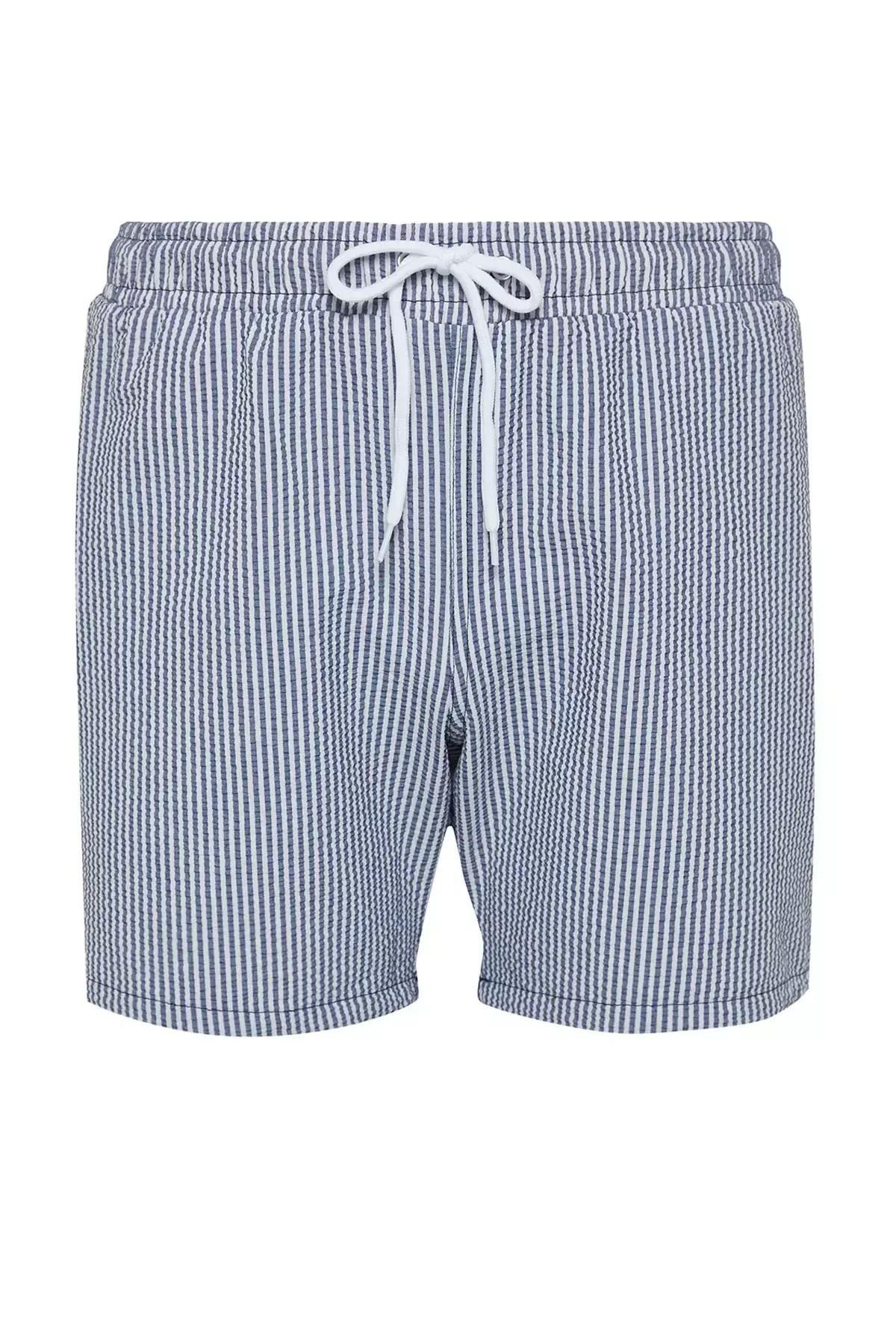شورت سباحة مخطط، كحلي, Navy blue, large image number 7