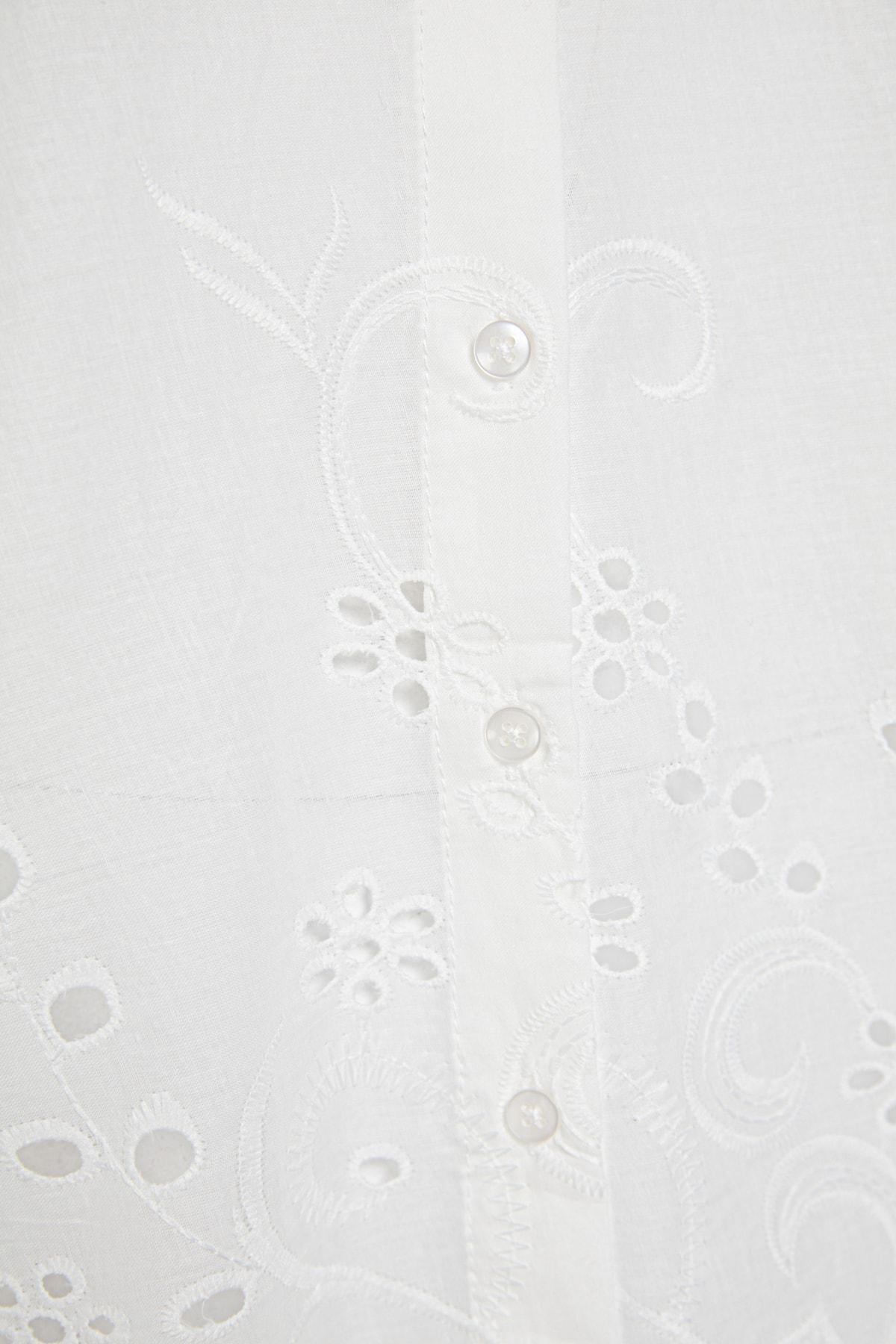 White Collared Plus Size Shirt, White, large image number 5