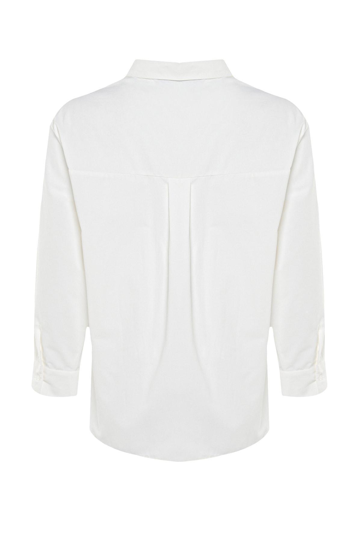 White Collared Plus Size Shirt, White, large image number 6