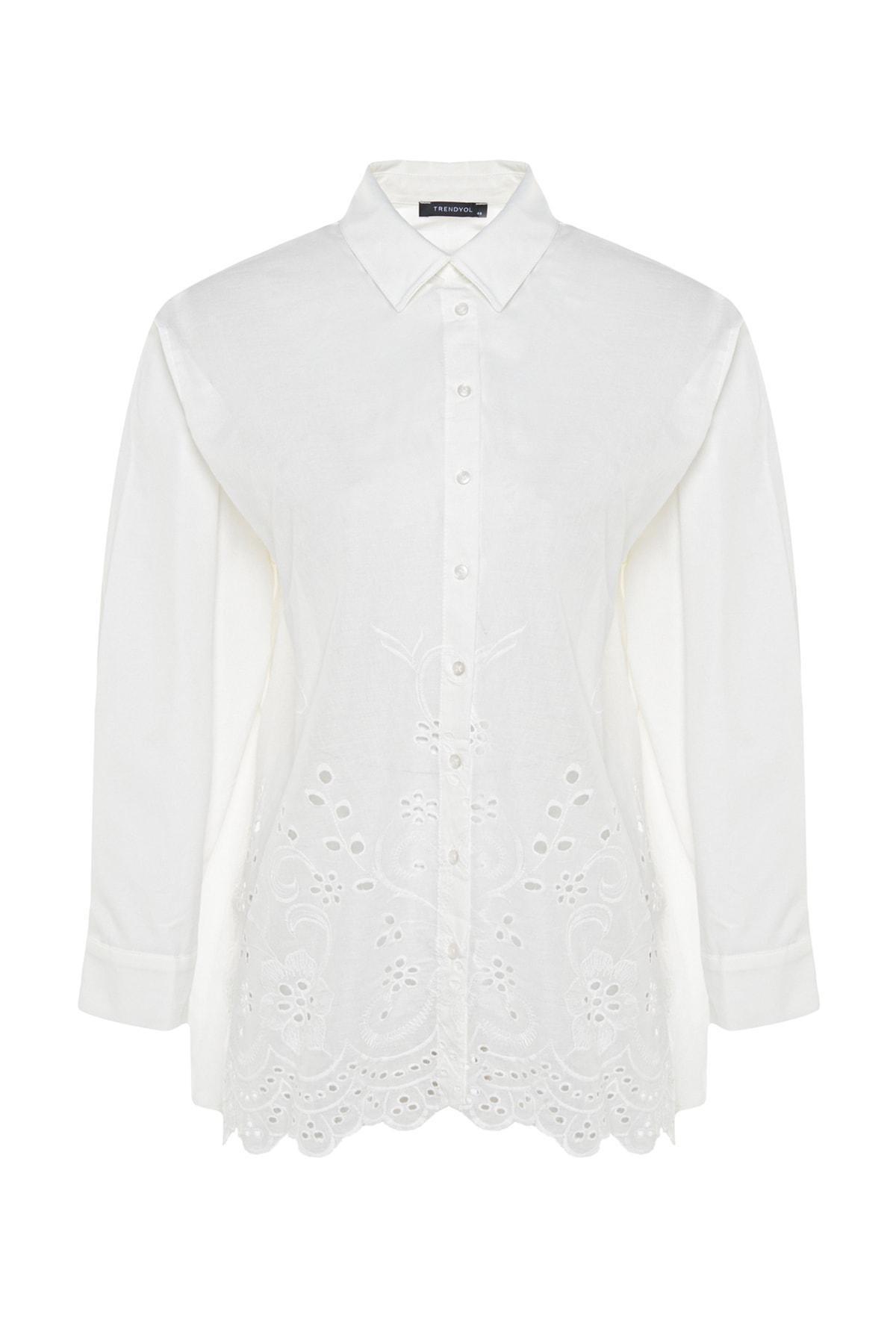 White Collared Plus Size Shirt, White, large image number 7