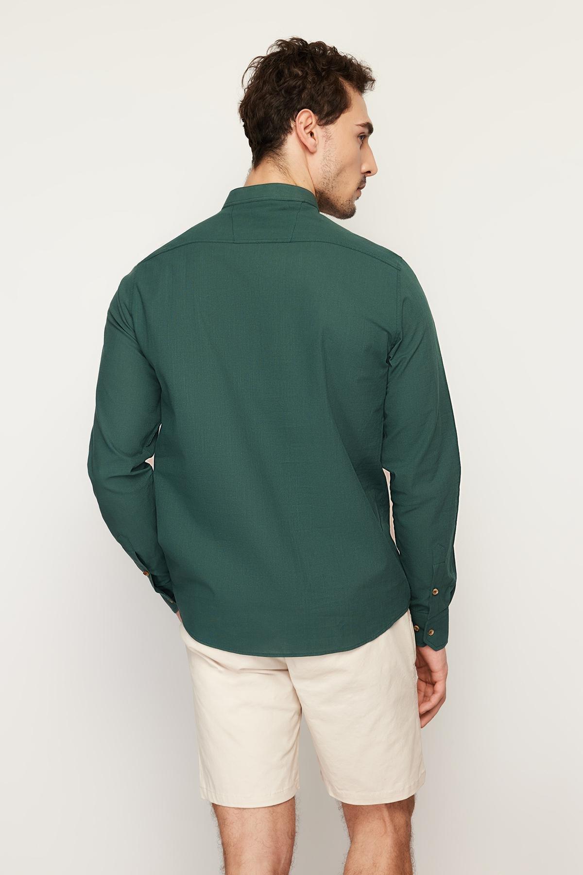 Green Slim Fit Cotton Shirt, , large image number 2