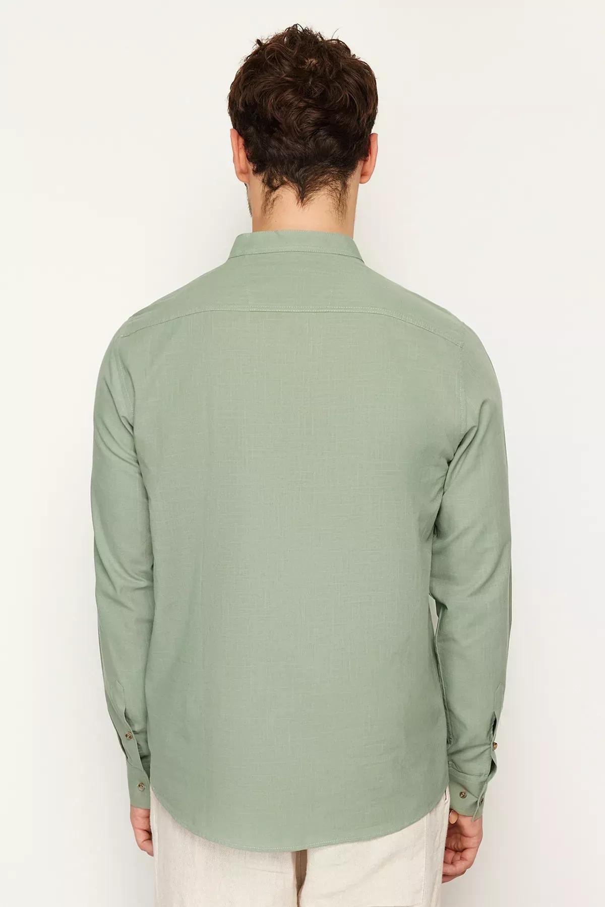 Khaki Collared Cotton Shirt, Light Khaki, large image number 1