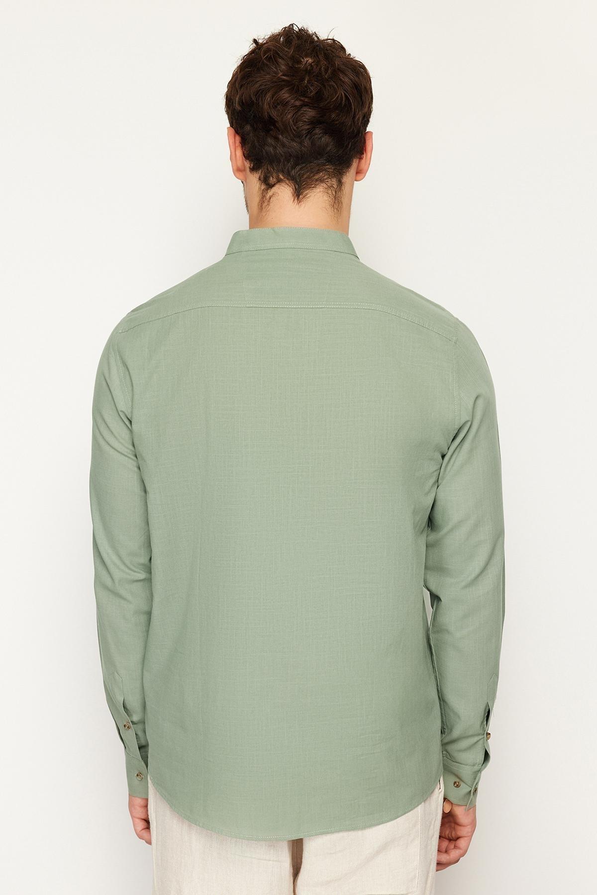 Khaki Collared Cotton Shirt, , large image number 4