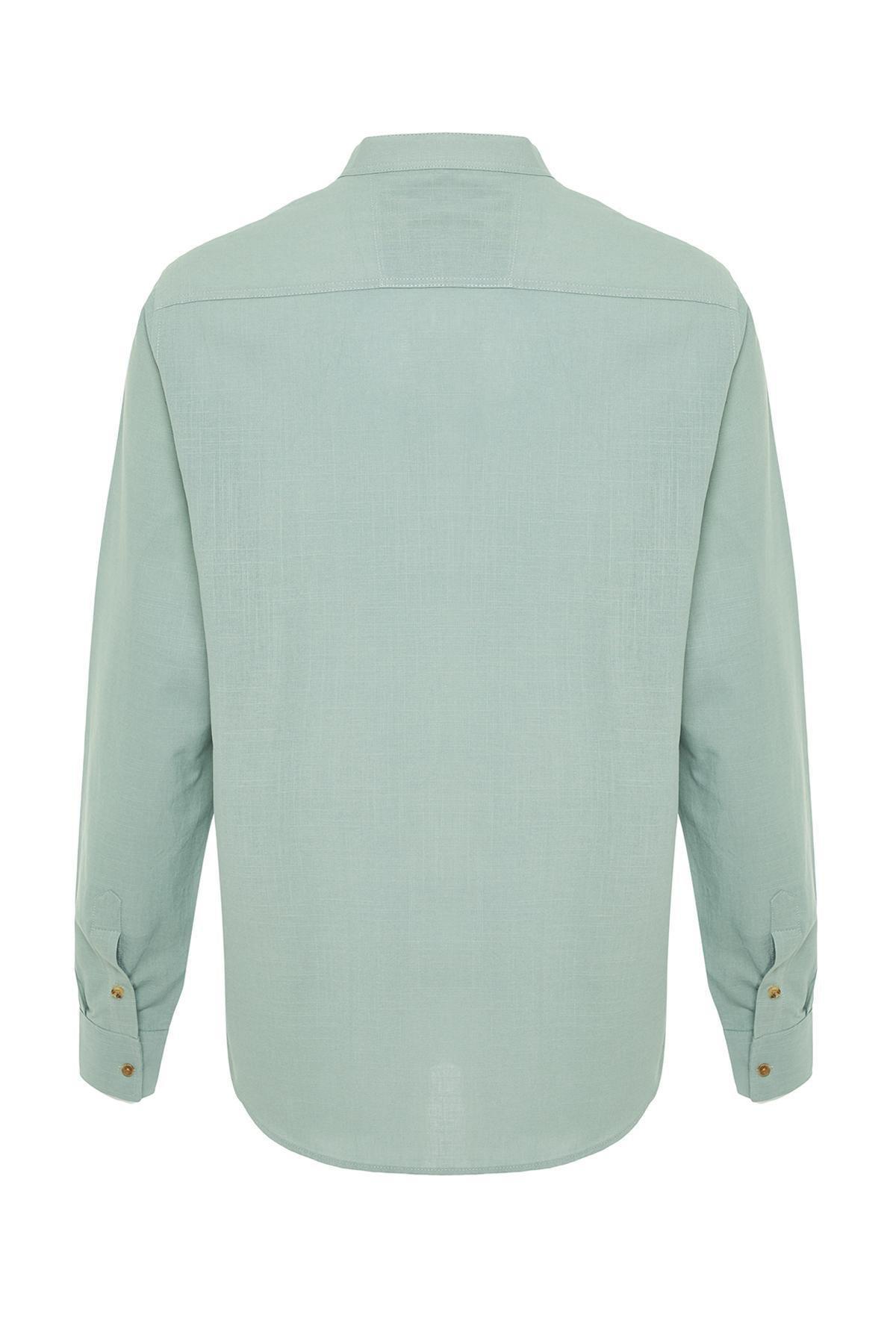Khaki Collared Cotton Shirt, , large image number 5