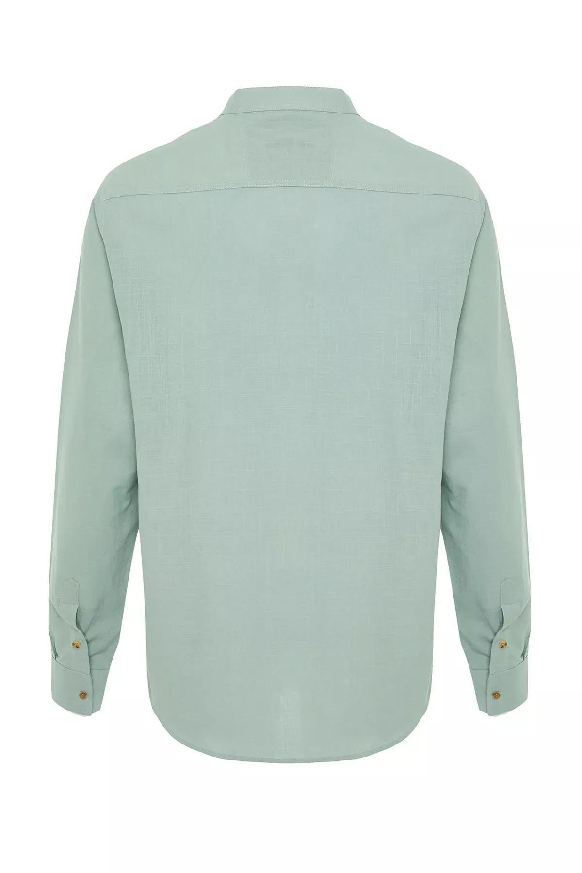 Khaki Collared Cotton Shirt, Light Khaki, large image number 5