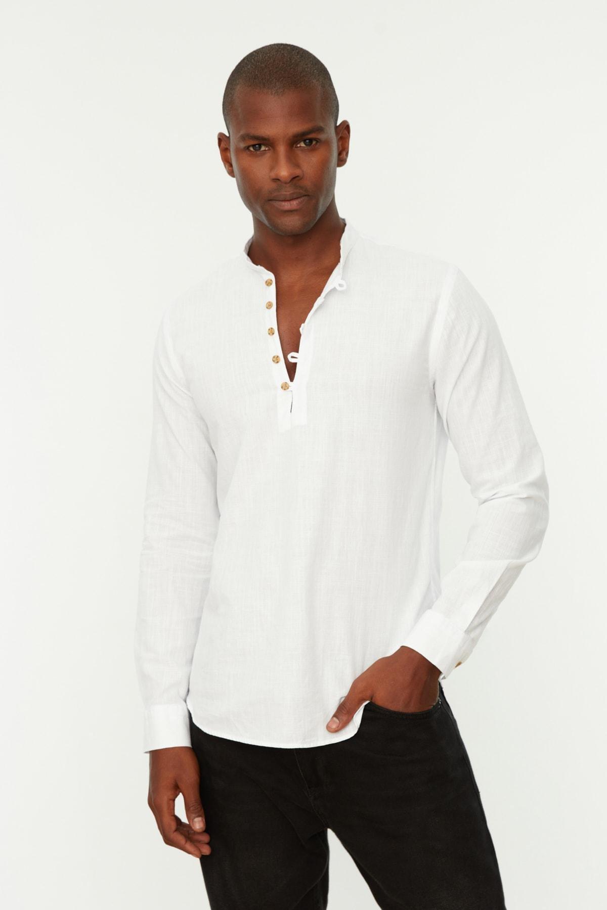 White Fitted Cotton Shirt, , large image number 0