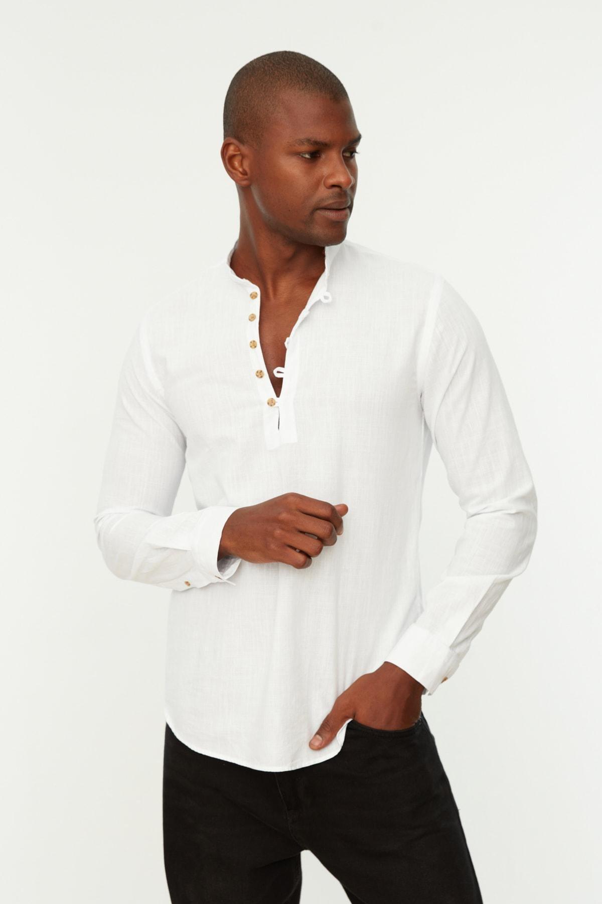 White Fitted Cotton Shirt, , large image number 2