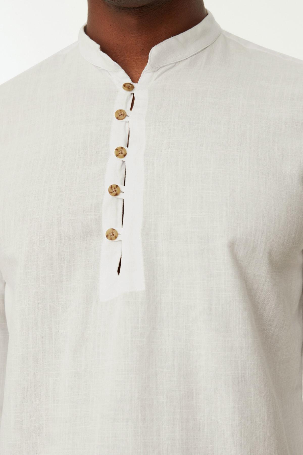 White Fitted Cotton Shirt, , large image number 5