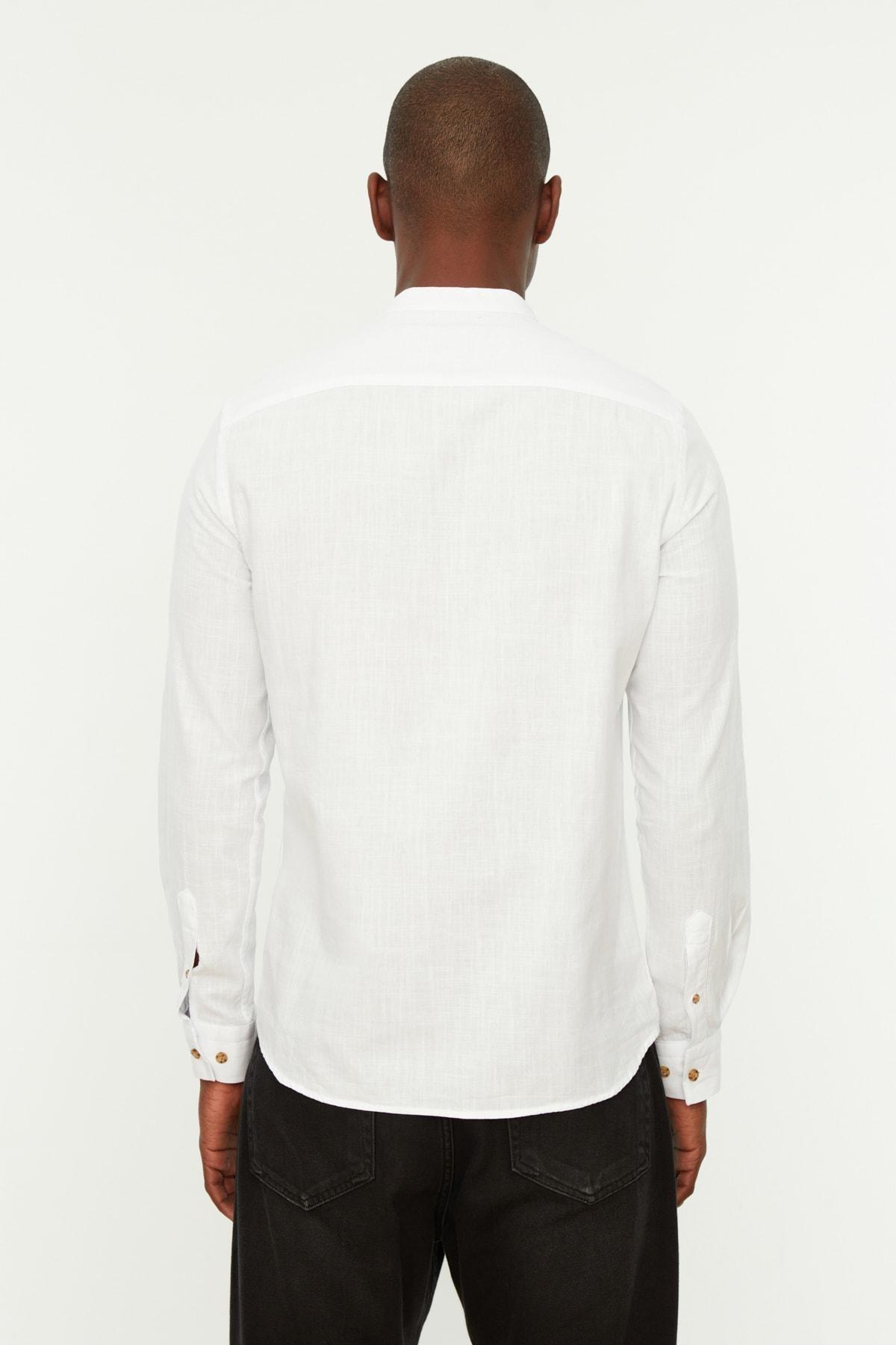 White Fitted Cotton Shirt, , large image number 6
