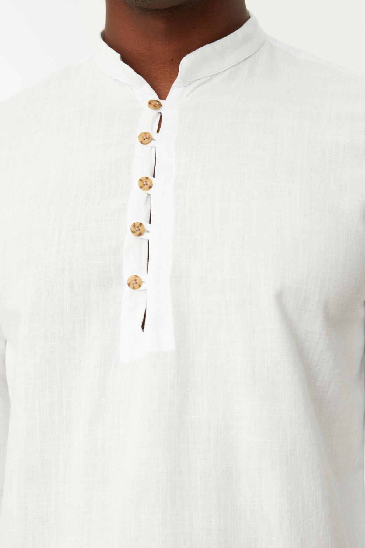 White Fitted Cotton Shirt, , large image number 7