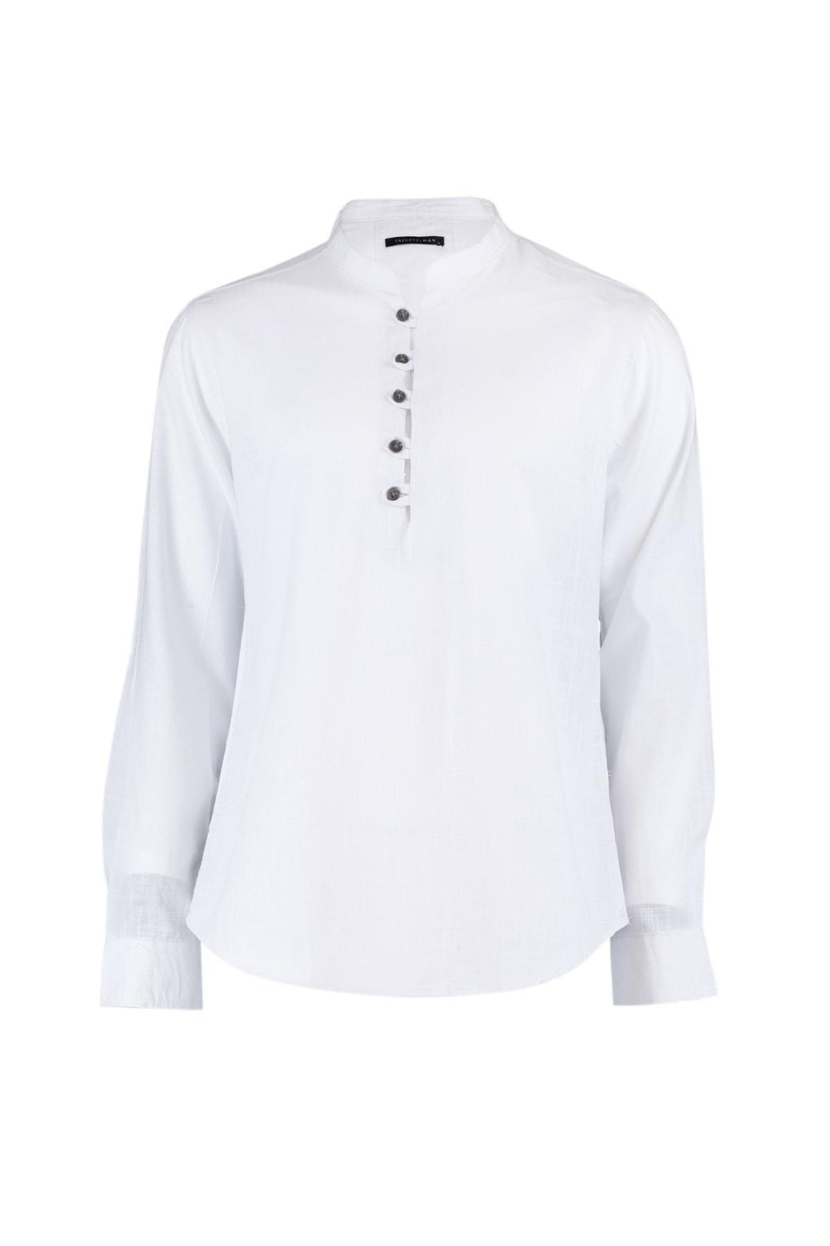 White Fitted Cotton Shirt, , large image number 10