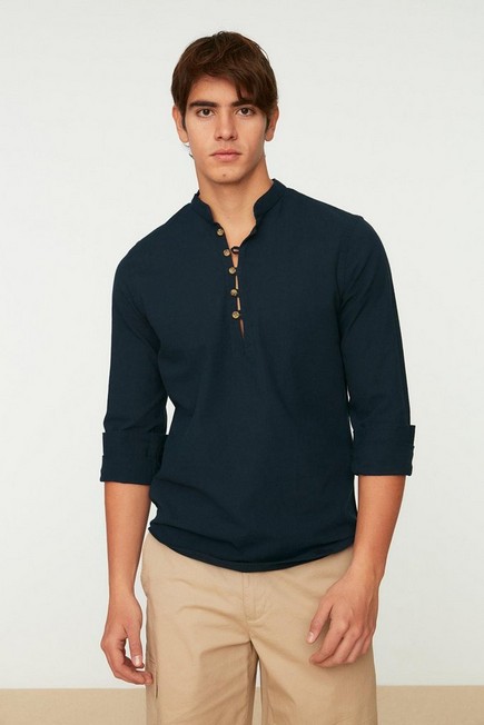 Trendyol - Blue Fitted Shirt