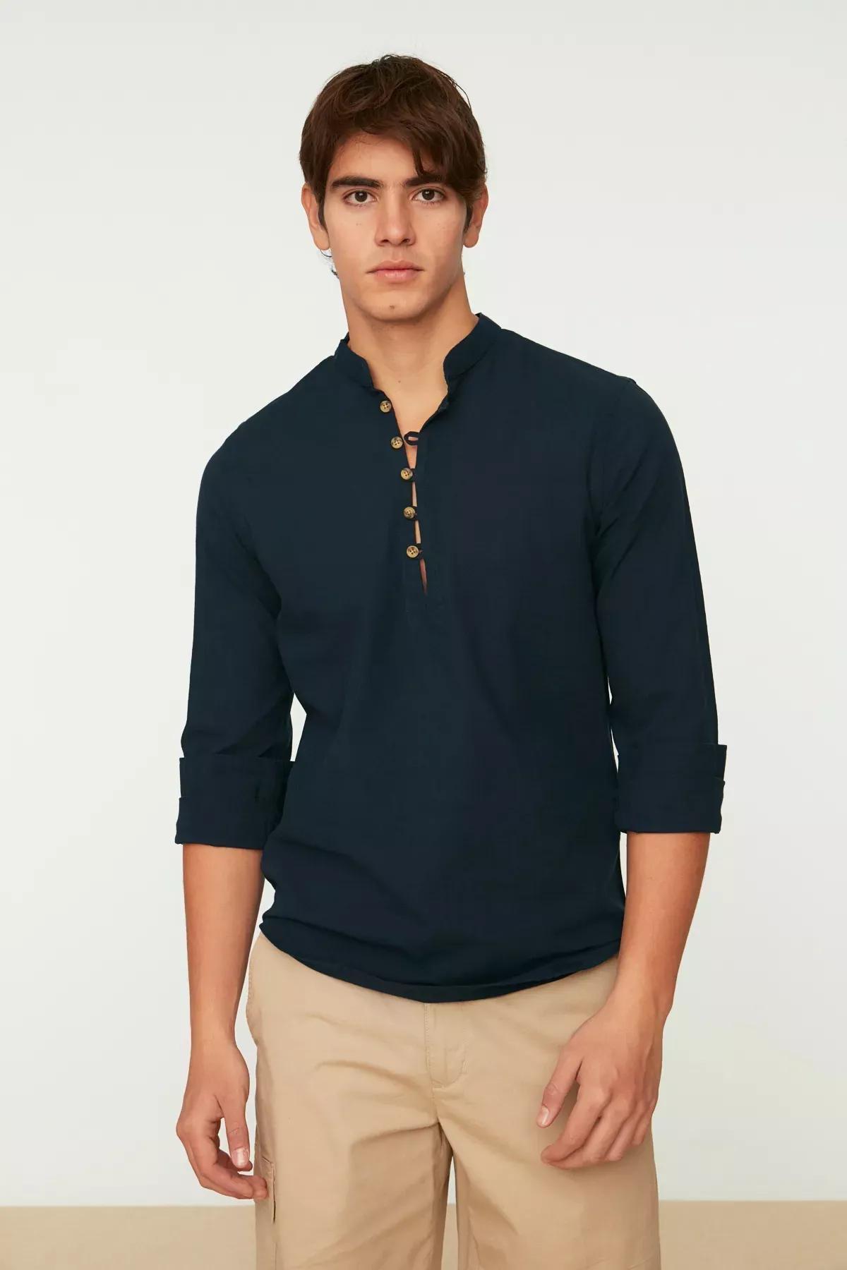 Blue Fitted Shirt, , medium